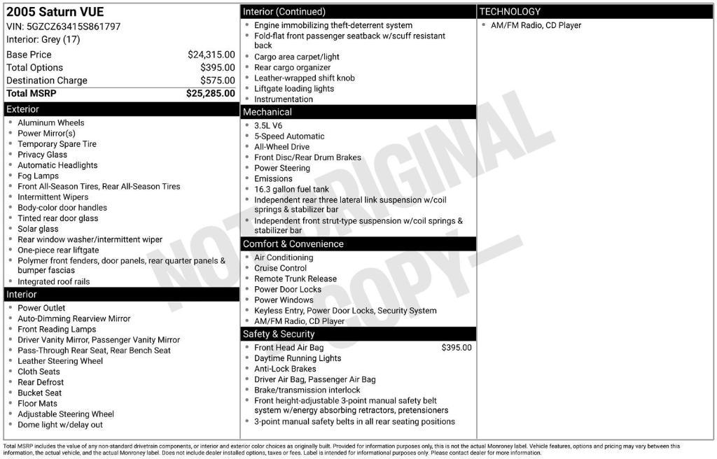 used 2005 Saturn Vue car, priced at $8,185