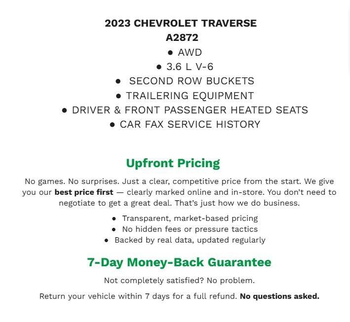 used 2023 Chevrolet Traverse car, priced at $30,993