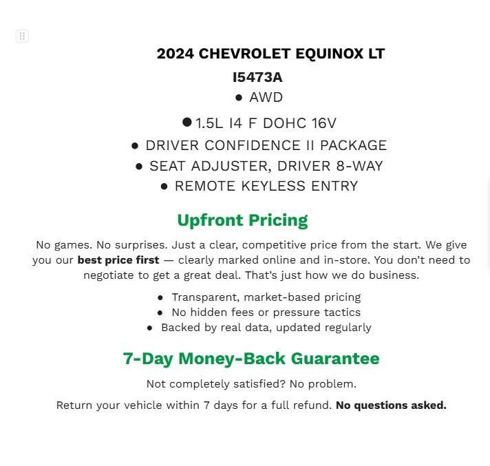 used 2024 Chevrolet Equinox car, priced at $24,203