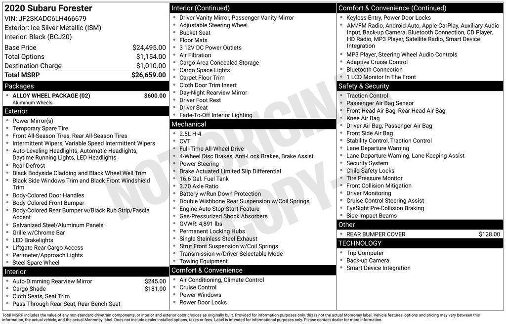 used 2020 Subaru Forester car, priced at $13,655