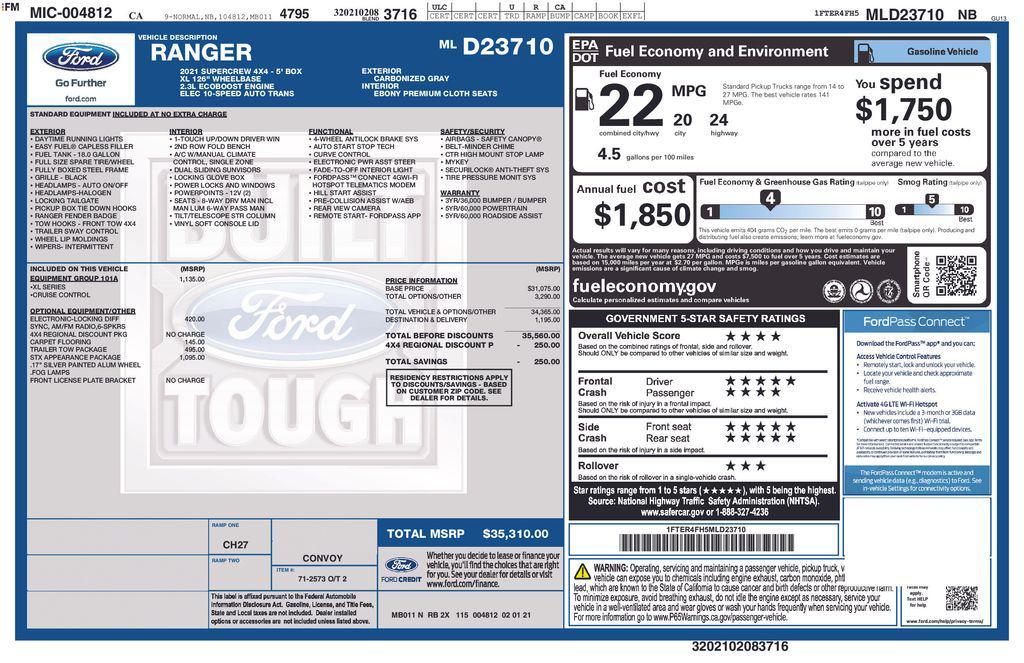 used 2021 Ford Ranger car, priced at $26,738
