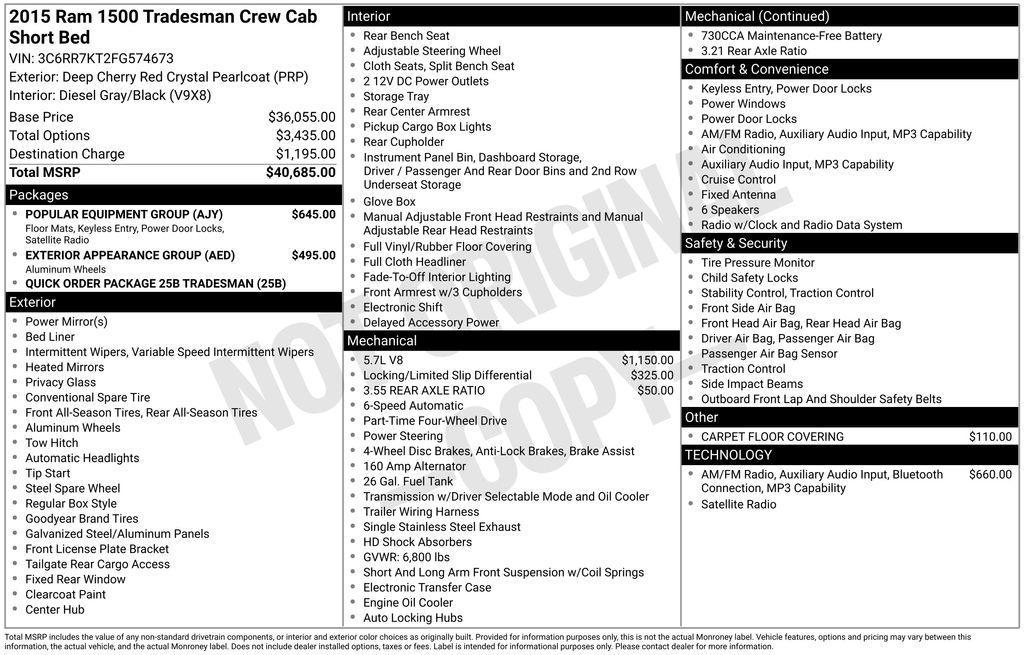 used 2015 Ram 1500 car, priced at $8,995