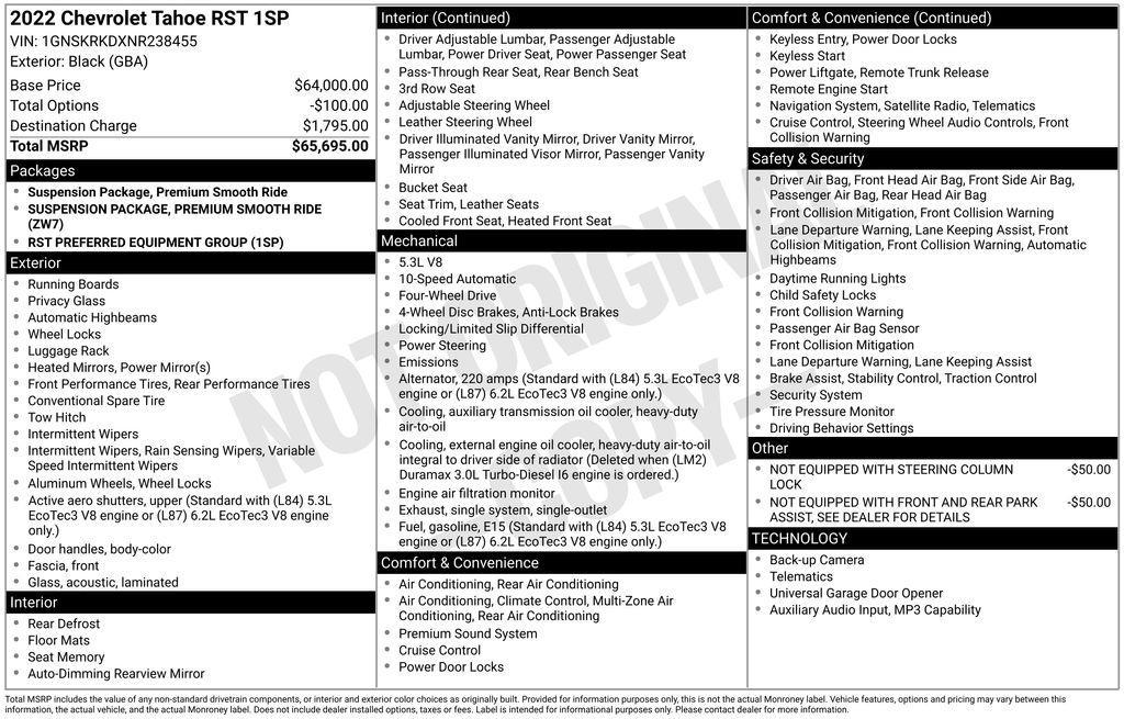 used 2022 Chevrolet Tahoe car, priced at $51,900