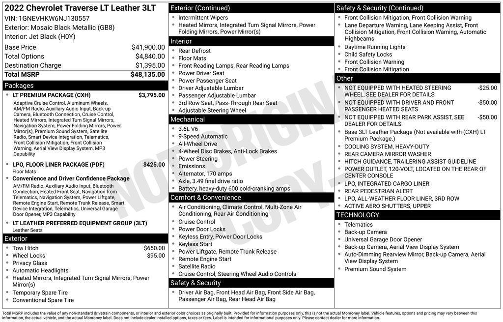 used 2022 Chevrolet Traverse car, priced at $24,300