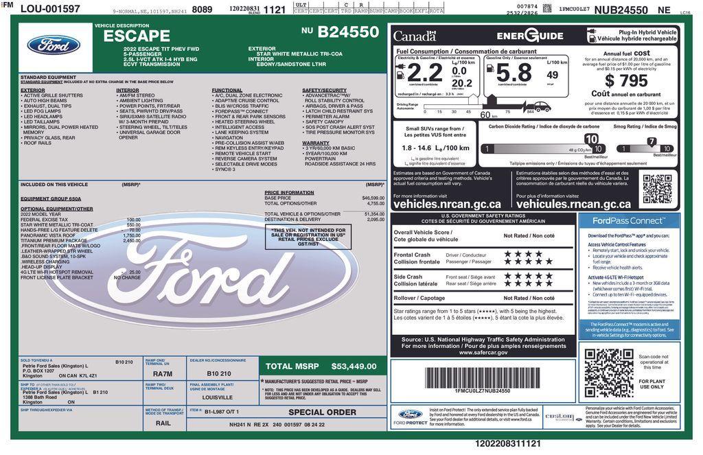 used 2022 Ford Escape PHEV car, priced at $21,000