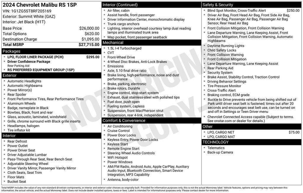 used 2024 Chevrolet Malibu car, priced at $22,104