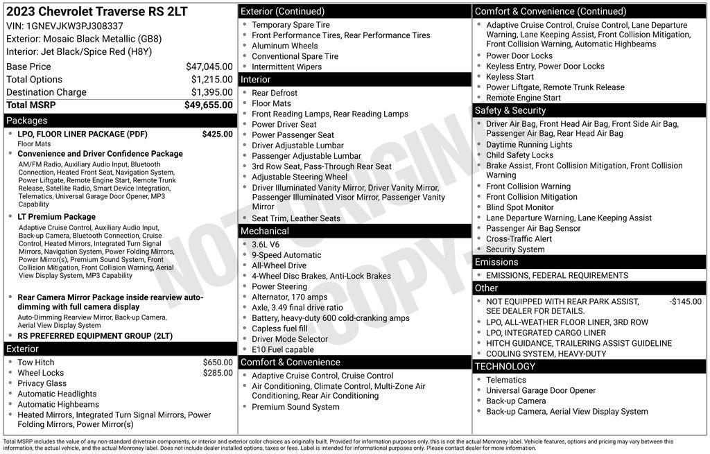 used 2023 Chevrolet Traverse car, priced at $36,400