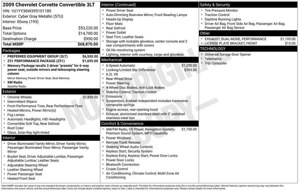 used 2009 Chevrolet Corvette car, priced at $31,890