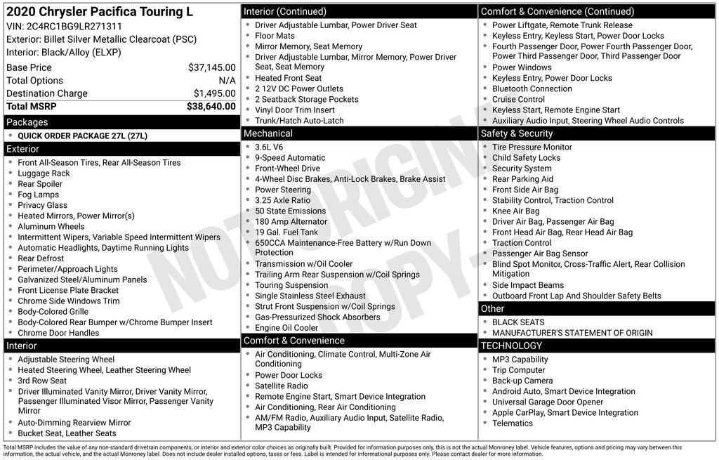 used 2020 Chrysler Pacifica car, priced at $15,895