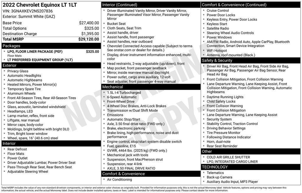 used 2022 Chevrolet Equinox car, priced at $20,300