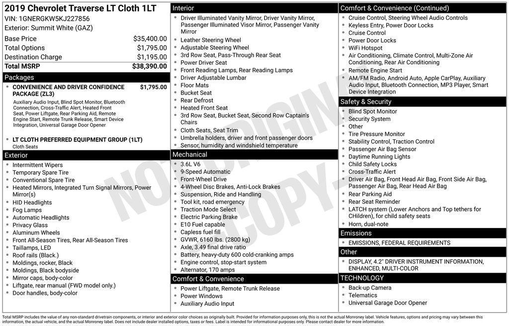 used 2019 Chevrolet Traverse car, priced at $12,950