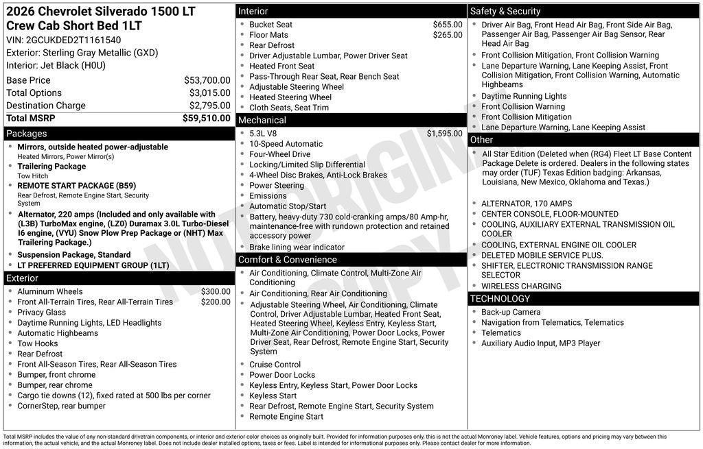 new 2026 Chevrolet Silverado 1500 car, priced at $54,239