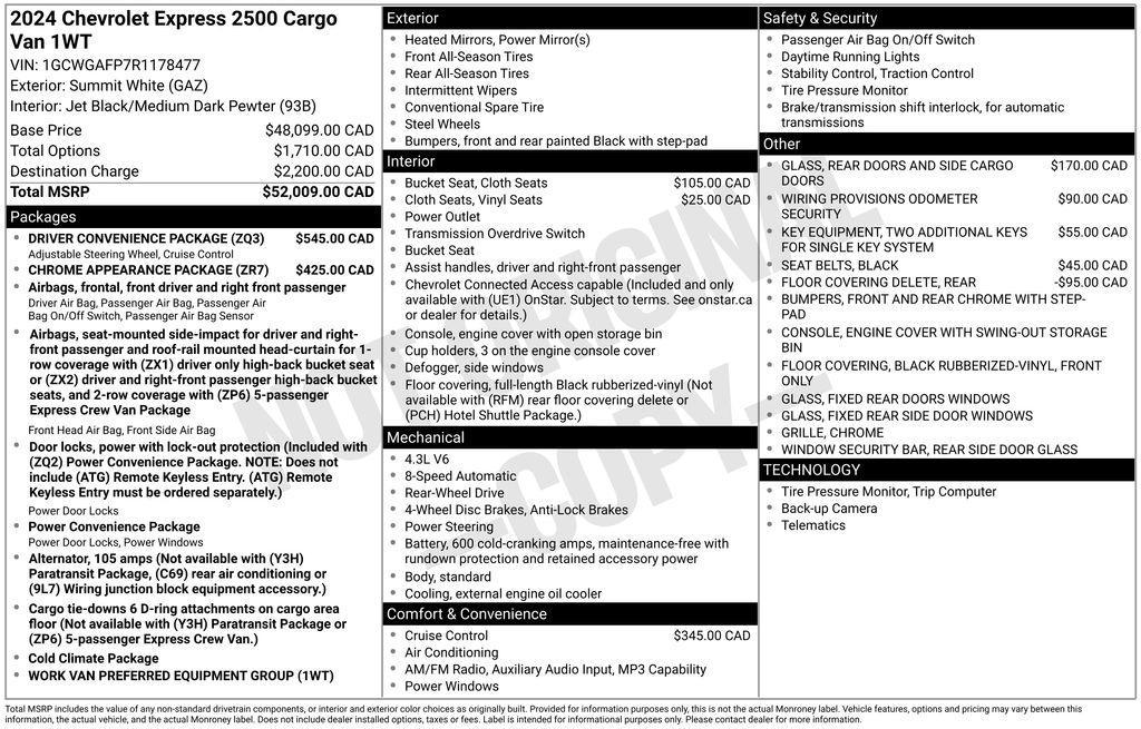 used 2024 Chevrolet Express 2500 car, priced at $33,950