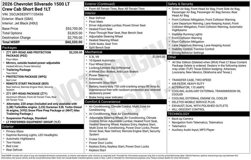 new 2026 Chevrolet Silverado 1500 car, priced at $54,220