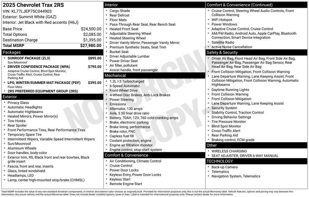 used 2025 Chevrolet Trax car, priced at $25,304