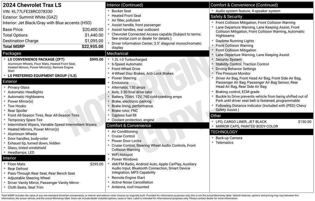 used 2024 Chevrolet Trax car, priced at $19,438