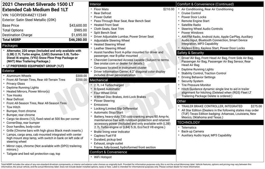 used 2021 Chevrolet Silverado 1500 car, priced at $30,350