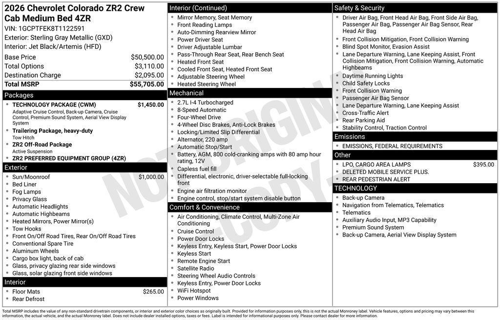 new 2026 Chevrolet Colorado car, priced at $51,427