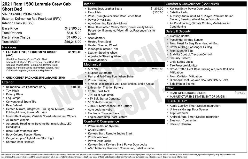 used 2021 Ram 1500 car, priced at $19,995