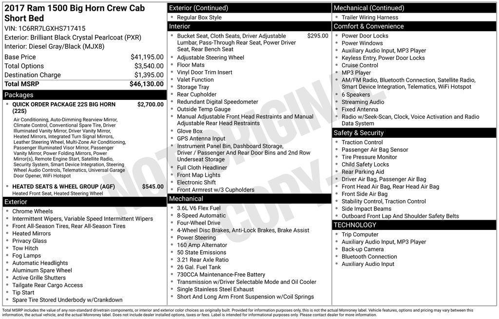 used 2017 Ram 1500 car, priced at $18,100