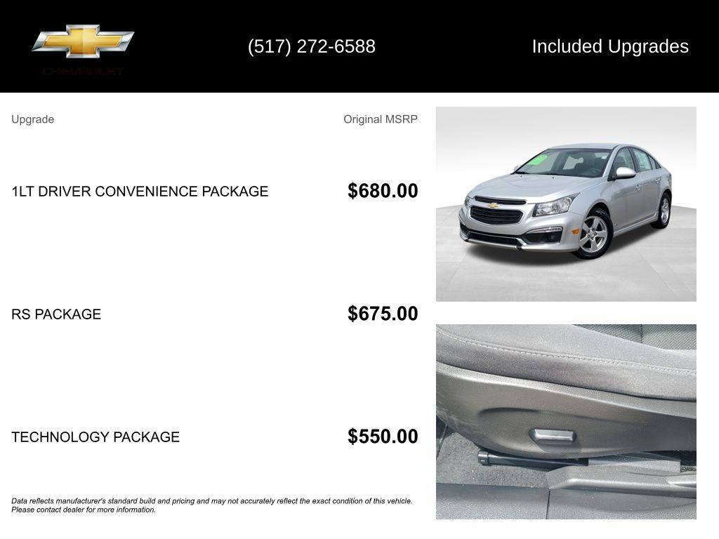 used 2015 Chevrolet Cruze car, priced at $6,329