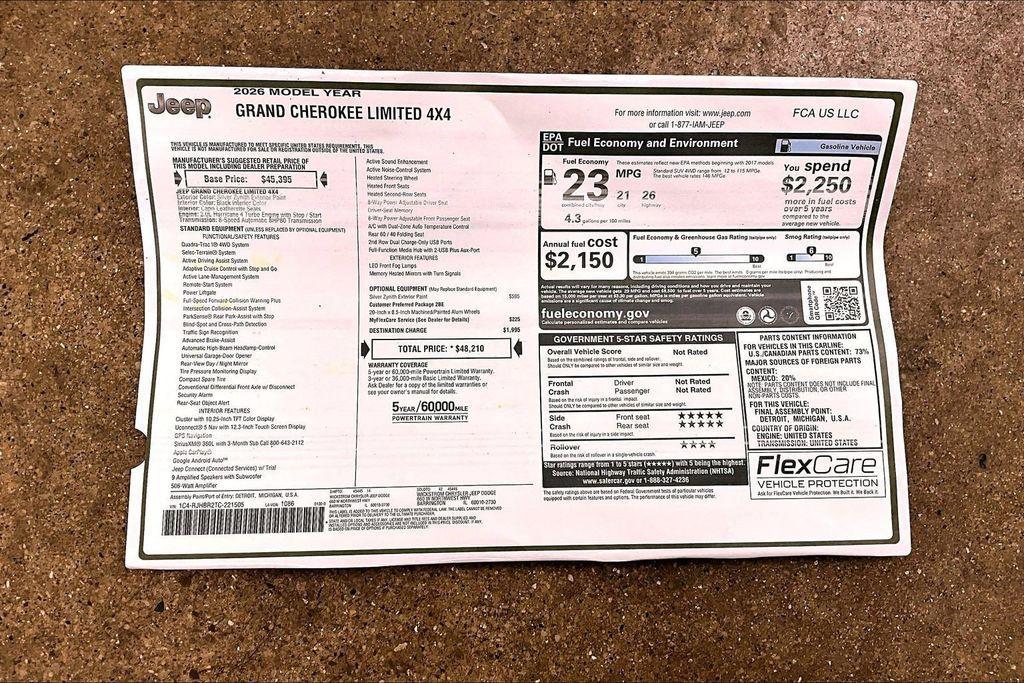 new 2026 Jeep Grand Cherokee car, priced at $42,189