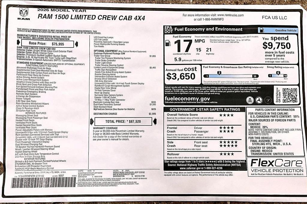 new 2026 Ram 1500 car, priced at $84,020