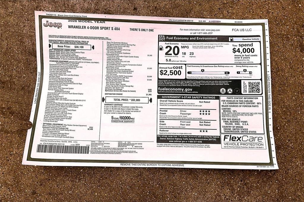 new 2026 Jeep Wrangler car, priced at $52,005