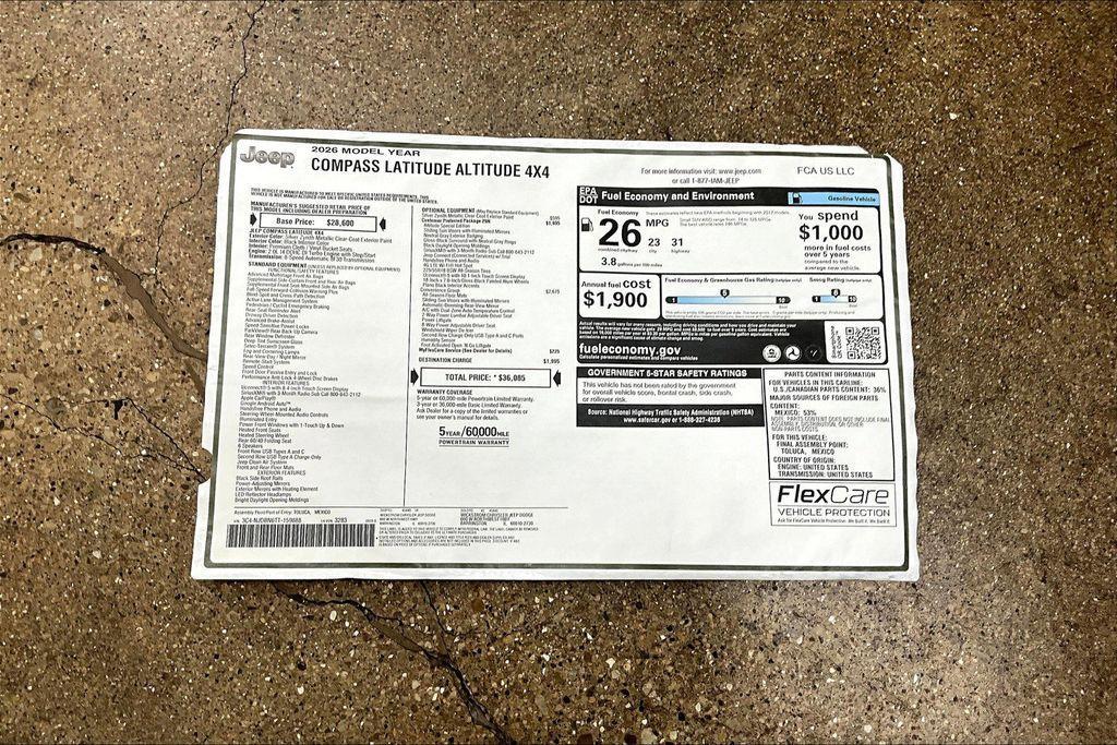 new 2026 Jeep Compass car, priced at $30,478