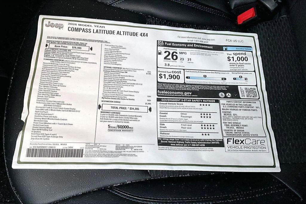 new 2026 Jeep Compass car, priced at $32,747