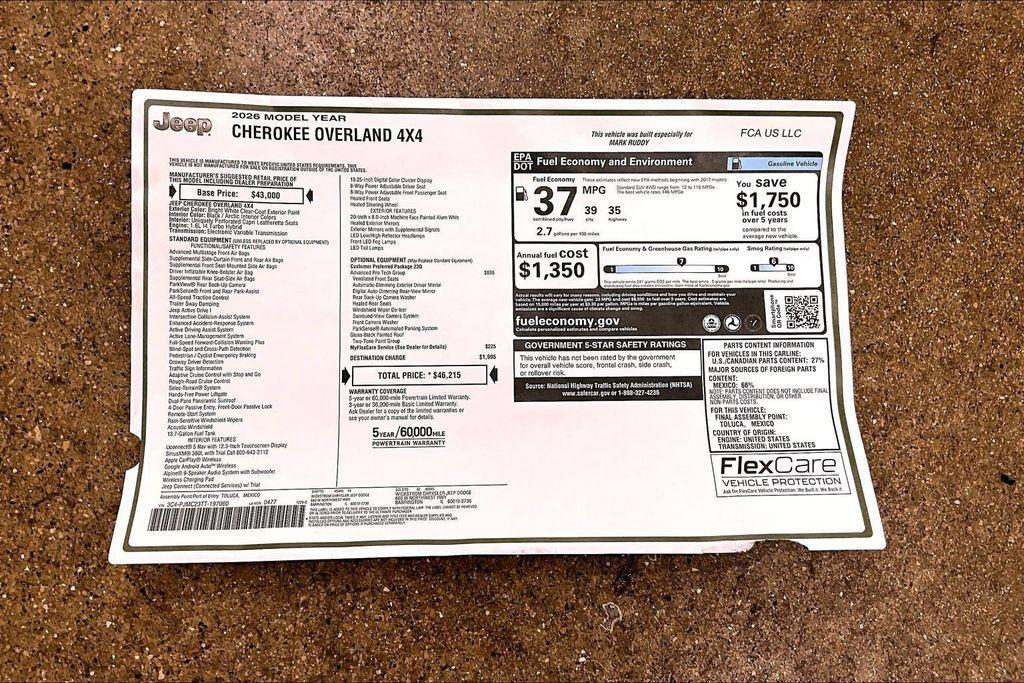 new 2026 Jeep Cherokee car, priced at $45,840