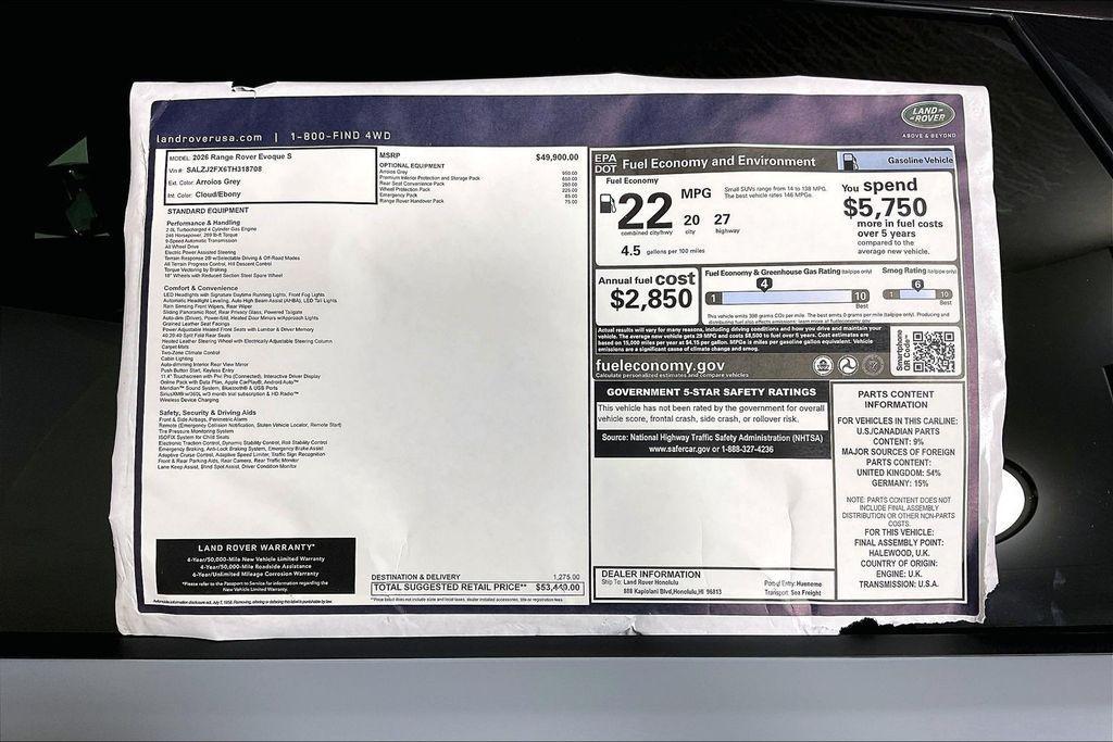 new 2026 Land Rover Range Rover Evoque car