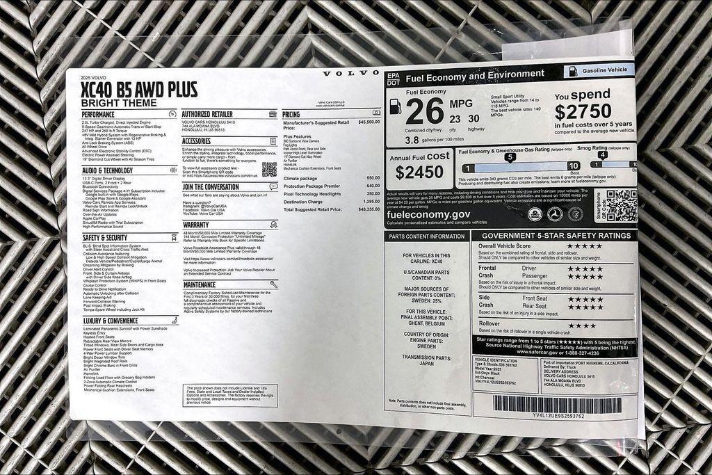 new 2025 Volvo XC40 car, priced at $39,535