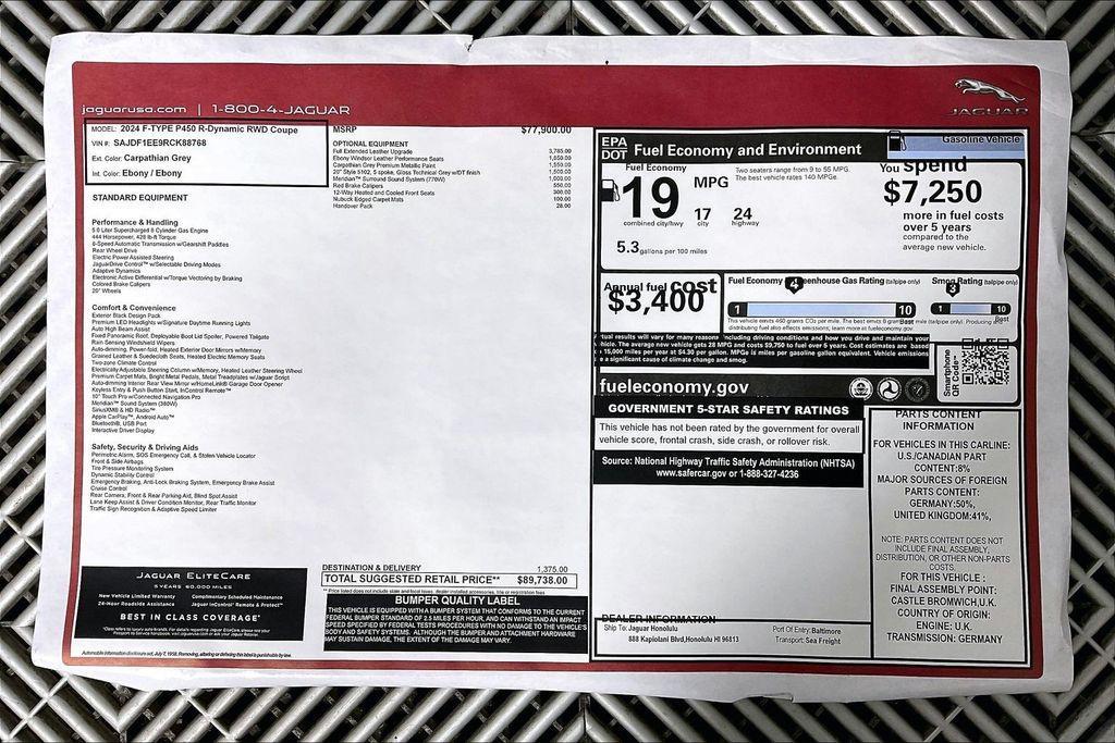 new 2024 Jaguar F-TYPE car, priced at $89,738