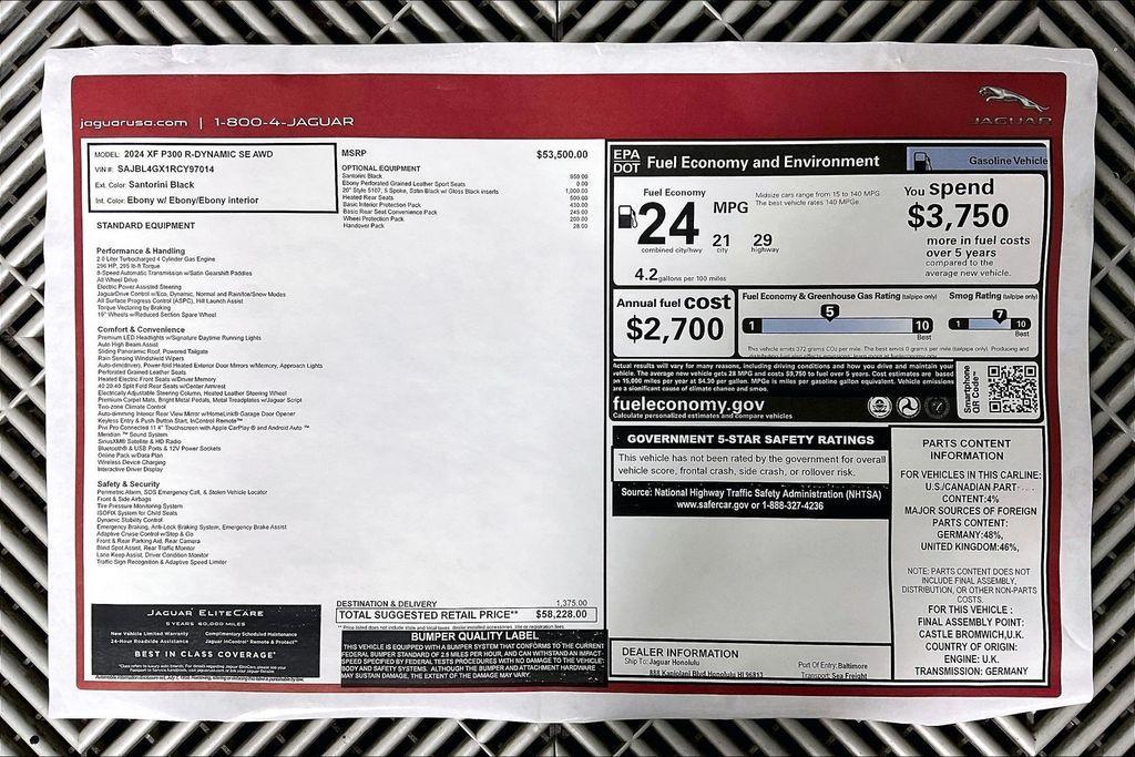 new 2024 Jaguar XF car, priced at $58,228