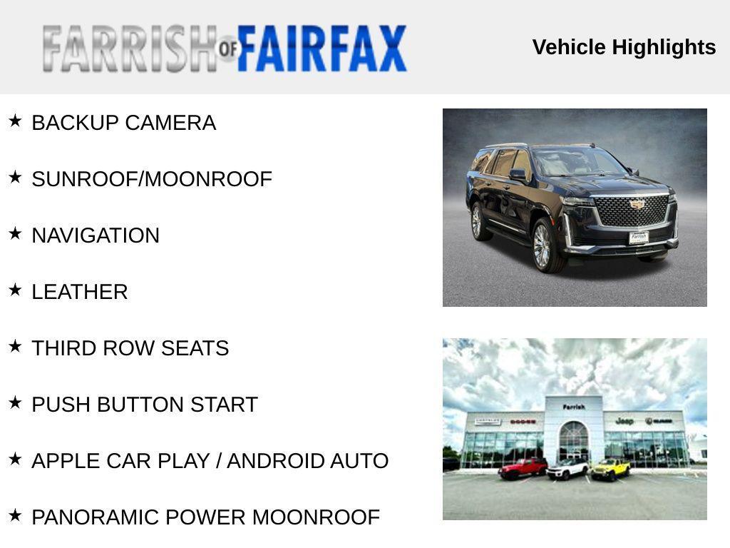 used 2022 Cadillac Escalade ESV car, priced at $55,000