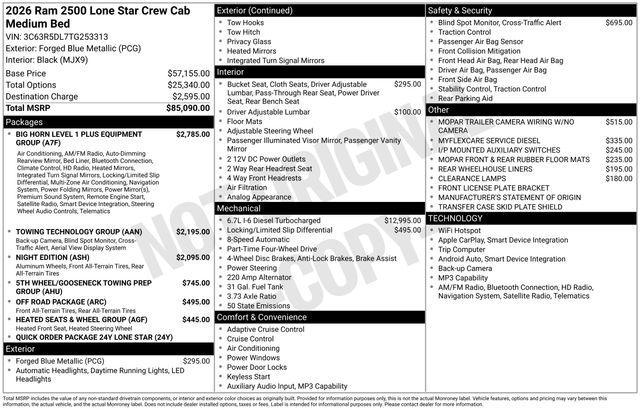 new 2026 Ram 2500 car, priced at $68,819