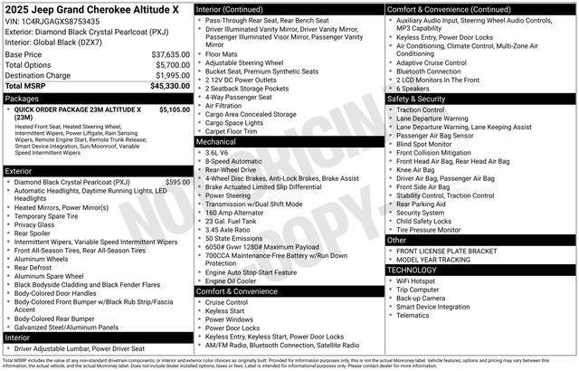 new 2025 Jeep Grand Cherokee car, priced at $37,480