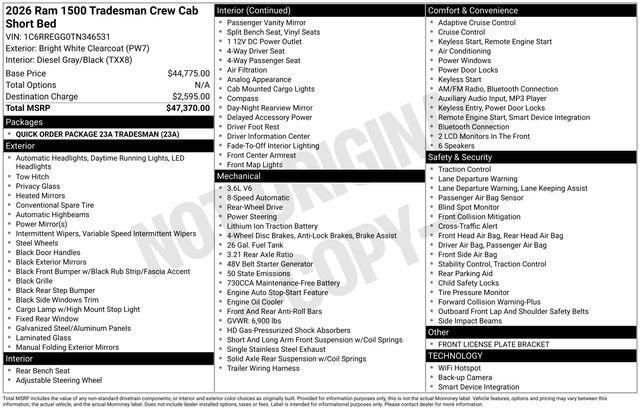 new 2026 Ram 1500 car, priced at $39,870