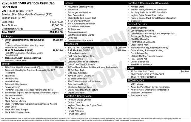 new 2026 Ram 1500 car, priced at $47,334