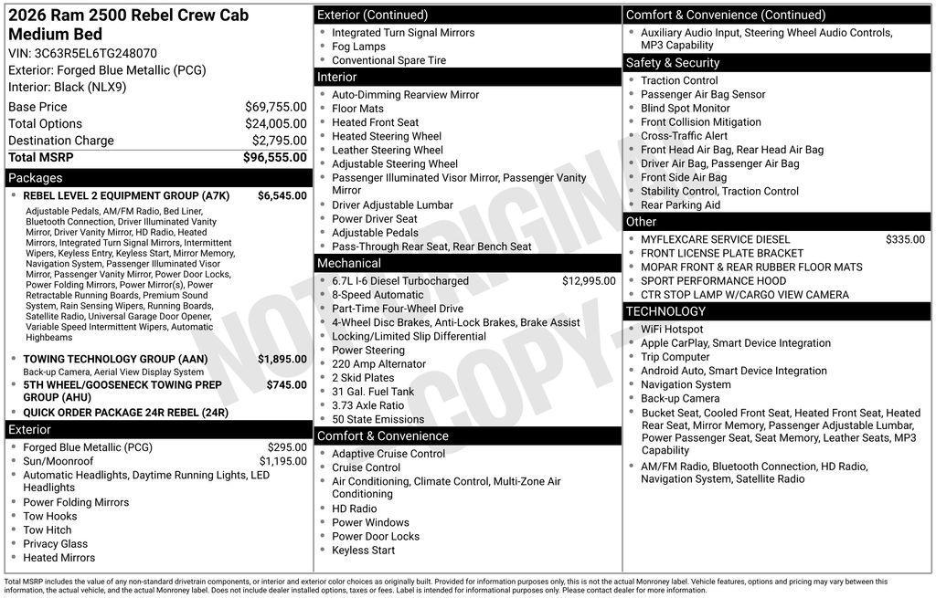 new 2026 Ram 2500 car, priced at $80,224