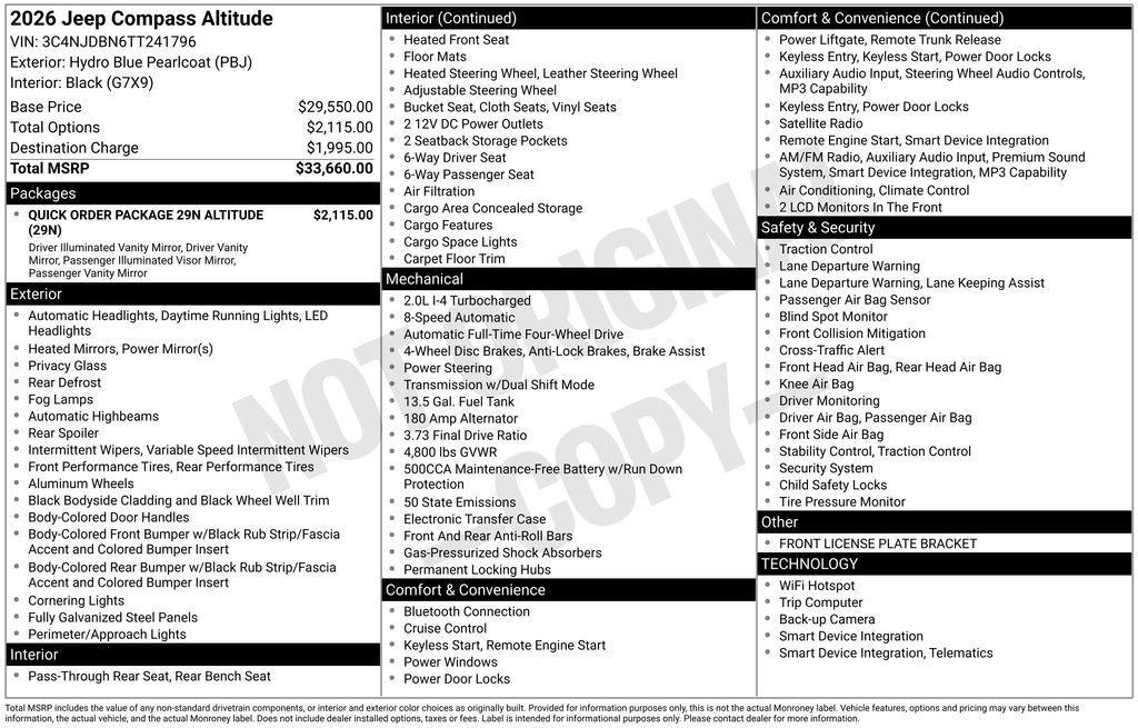 new 2026 Jeep Compass car, priced at $30,885