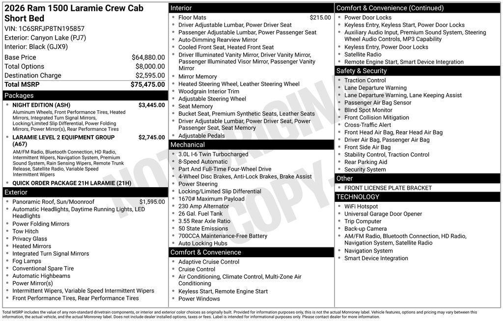 new 2026 Ram 1500 car, priced at $56,819