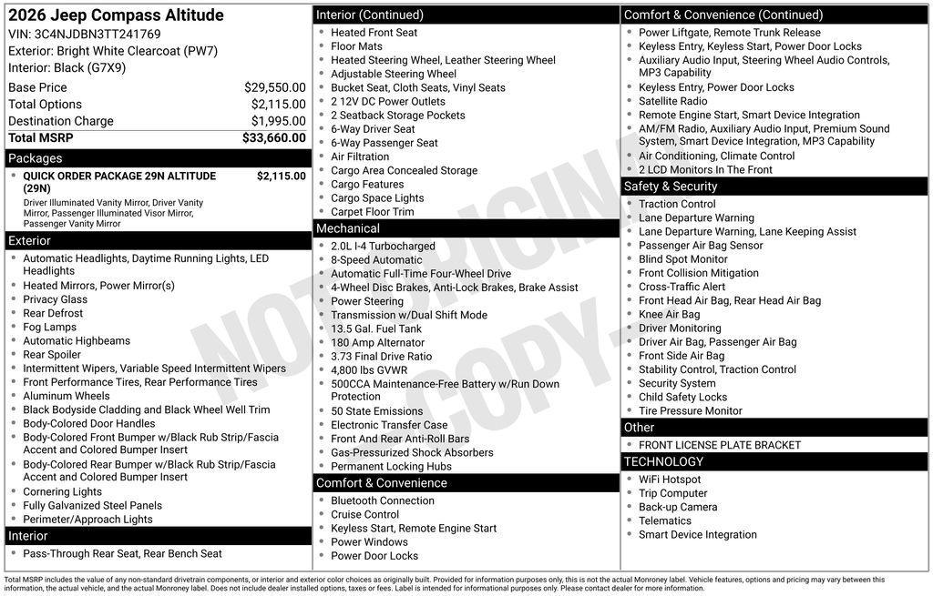 new 2026 Jeep Compass car, priced at $25,444