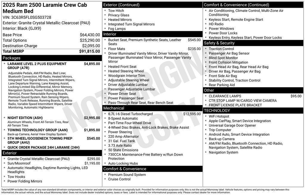 new 2025 Ram 2500 car, priced at $76,224