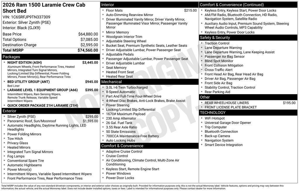 new 2026 Ram 1500 car, priced at $62,174