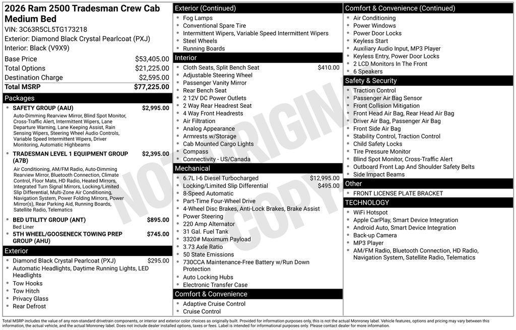 new 2026 Ram 2500 car, priced at $60,824