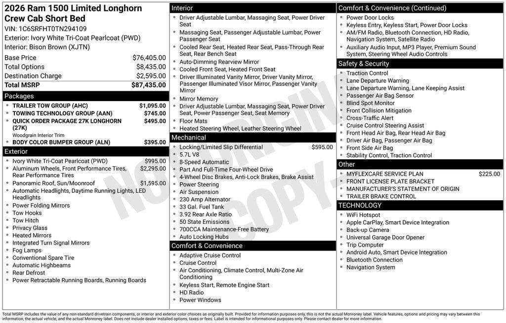 new 2026 Ram 1500 car, priced at $70,351