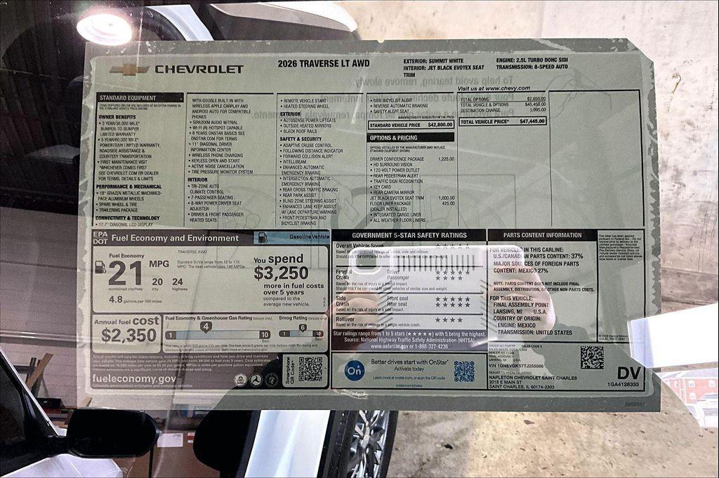 new 2026 Chevrolet Traverse car, priced at $45,073