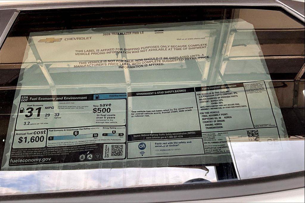 new 2026 Chevrolet TrailBlazer car, priced at $24,134